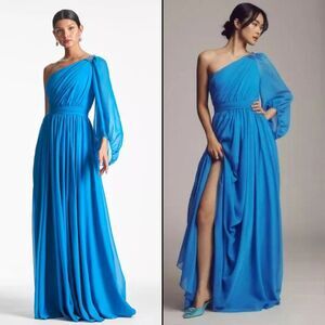 Anthropologie Sachin & Babi Womens Size 4 Makayla Azure Blue Gown Maxi Dress‎